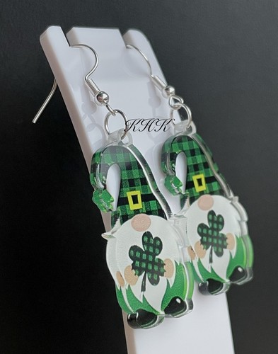 Irish Leprechaun Gonk Earrings Ireland Rugby Six Nations St Patrick’s Day - Picture 3 of 7