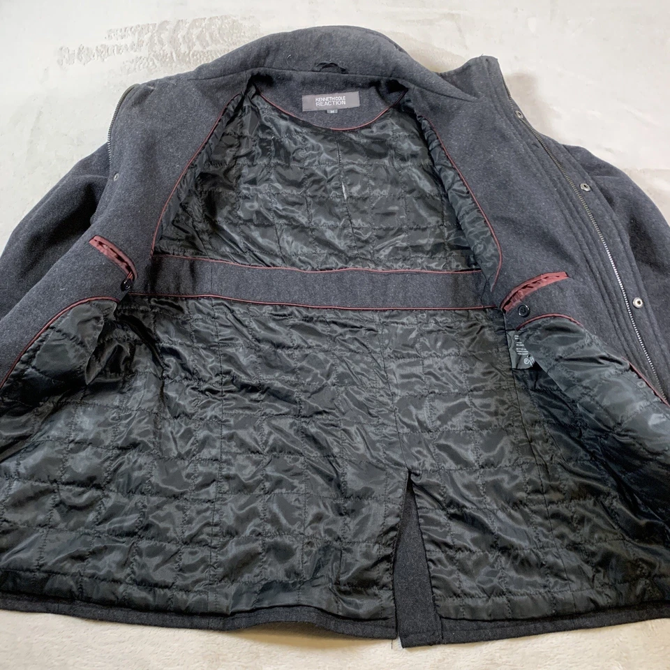 Kenneth Cole Jacket Mens Medium Gray Coat Zip Up Wool Blend Bomber Reaction - Image 2 of 4