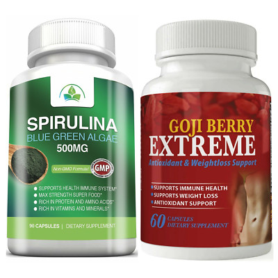 Spirulina Algae Immune Support Supplement & Goji Berry 500mg Weight Management