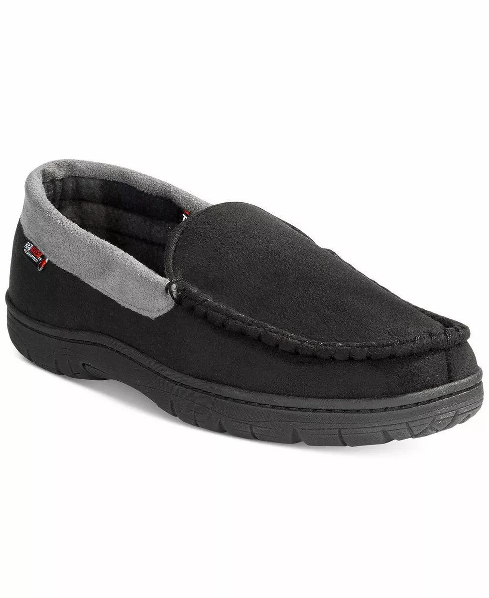 $96 32 Degrees Weatherproof Heat Men Black Thinsulate Moccasin Slippers Shoe |