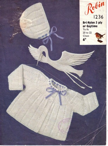 Strickanleitung Kopie 2281.  Baby Strickjacke & Mütze.  20-21" Brustumfang.  3ply