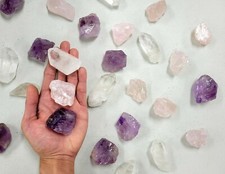 Rose Quartz Amethyst Quartz Crystal Point -  Healing Crystals Beginner's Set