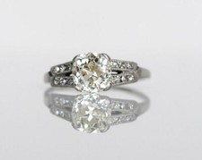 Art Deco 1.60CT Old Cushion Round Cut Sapphire 935 Silver Engagement Ring