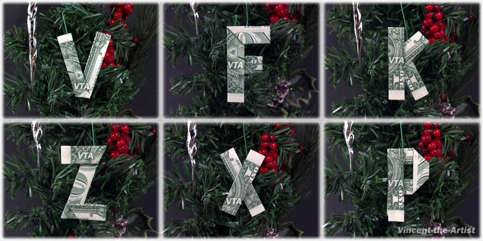 MONEY ORIGAMI LETTERS Made with REAL TWO Dollar Bill Cash Currency ...