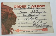 Boy Scout OA Membership Card Lodge 84 Wakanta New Jersey 1973   RC6