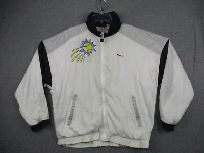 Ellesse Track Jacket Full Zip XL Nylon Tennis Windbreaker White Vintage