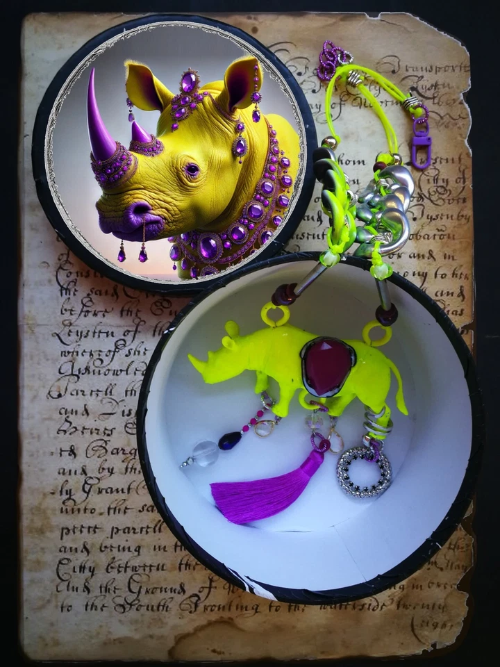 Joyería de Lujo Gruesa Joya Collar Brutalista Colgante Animal Rinoceronte Dije Foto 3 de 4