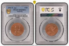 1964 Australian Half Penny Coin - PCGS graded - MS65BN - Pre Decimal 