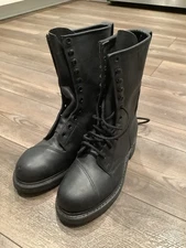 Vintage Biltrite Black Leather Combat Boots Steel Cap Toe 7.5 R ANSI Z41-1991/75