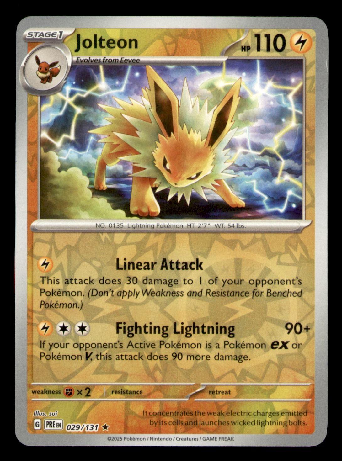 Jolteon 029/131 Holo Rare Prismatic Evolutions Pokemon Reverse Holo Near Mint