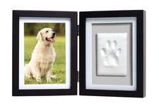 Pearhead Pet Paw Print Frame with Clay Impression Kit, Black Tabletop Frame