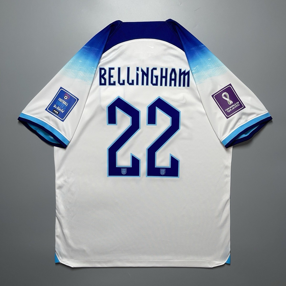 ENGLAND NIKE 2022 WORLD CUP FOOTBALL JERSEY #22 BELLINGHAM SIZE “L