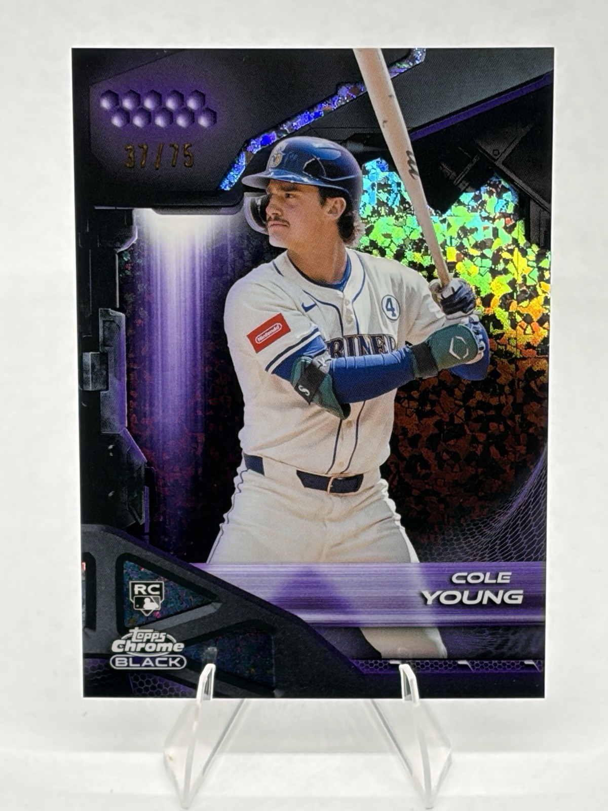 2026 Topps Chrome Black Cole Young Purple Mini Diamond Refractor /75 Rookie RC