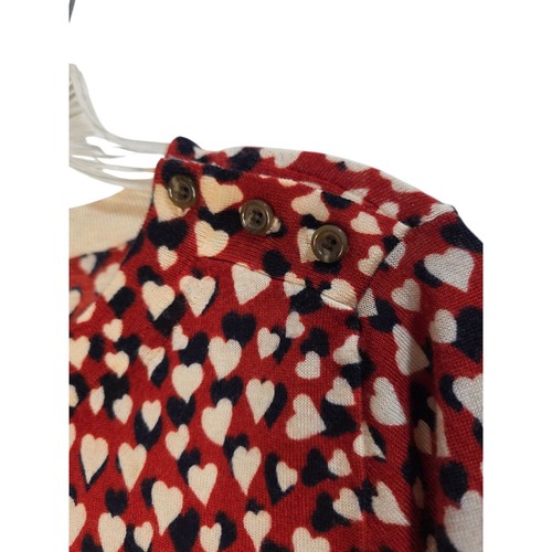J. Crew Tippi Merino Wool Crew Neck Heart Print Sweater Medium Lightweight  - Afbeelding 5 van 9