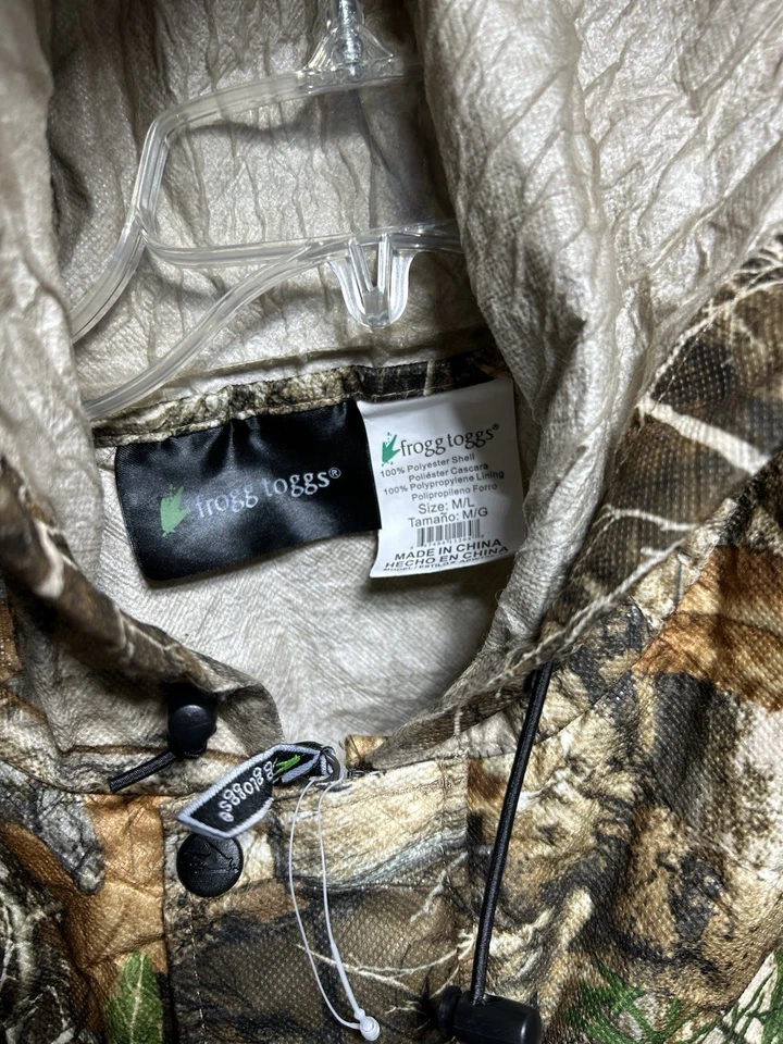 Frogg Toggs Real Tree Med-Lrg Men’s Camo Top With Hood/ Elastic Waist Pants,Bag - Image 2 of 4