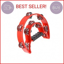 Half Moon Musical Tambourine Double Row Metal Jingles Hand Held Percussion Drum