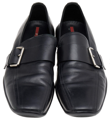 Prada Shoes Mens Size 7.5 EU 40 Black Leather Loafers Slip On 