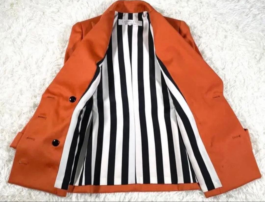 Christian Dior Double Breasted Jacket Size 38 Orange Classic Design thumbnail 4