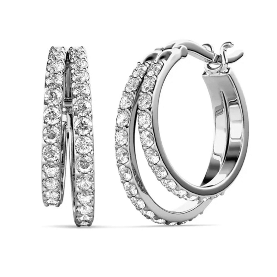 18k White Gold Plated Corina Hoop Earrings 20mm