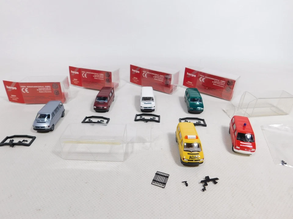 6x Herpa H0 1:87 Modello VW Caravelle: ADAC + Telecom ecc Mint + 4x Box # - Immagine 4 di 4