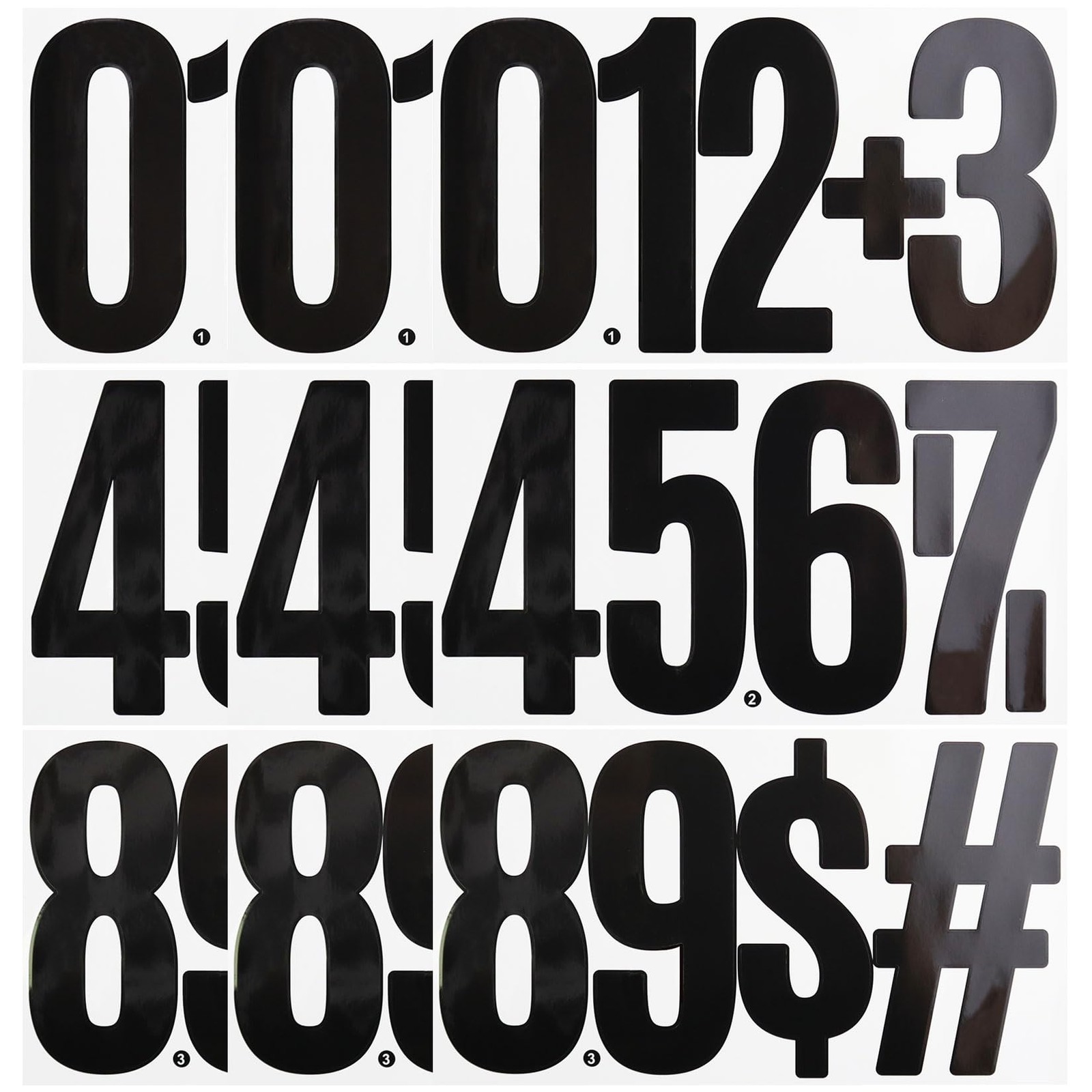 9 Sheets Large 6 Inch Number Stickers 0-9 Numbers, 6.5 x 11.65 inches, Black