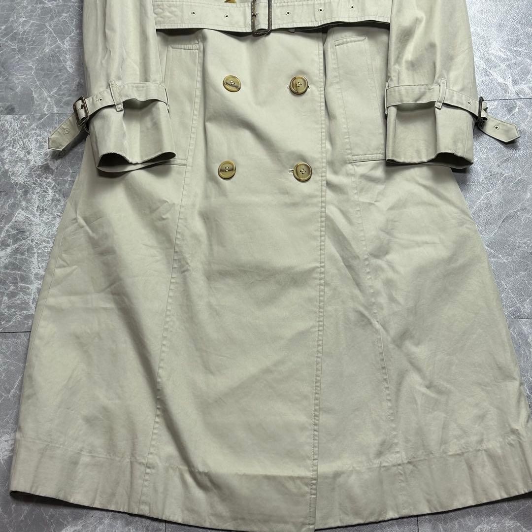 BURBERRY Nova Check Belted Long Trench Coat Beige Size L 11 Womens Used Vintage thumbnail 4