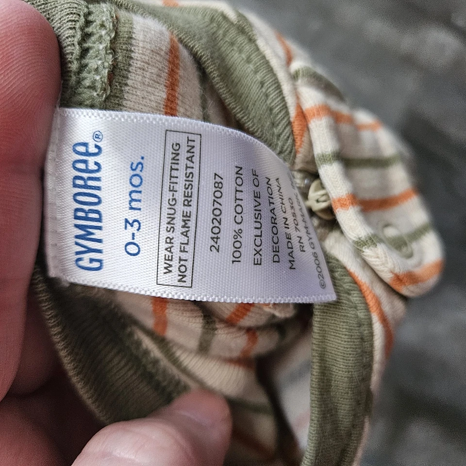 Mono Gymboree Infantil Niño 0-3 Meses Rayas Algodón Beige Verde Naranja Foto 4 de 4