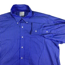 Eagle Shirtmakers Dress Shirt Men's Size 17.5 32/33 Regular Blue White Non-Iron