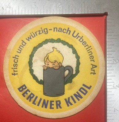 BERLINER KINDL. FRISCH UND WURZIG 4 INCH ROUND BEER COASTER