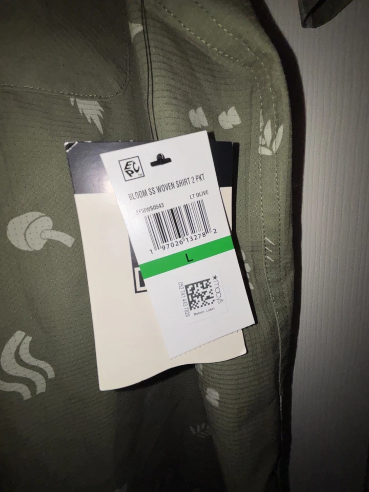 REEF BLOOM 男式 S/S 编织技术衬衫 - 大号 - LT OLIVE - 全新带标签 — 第 3/4 张图片