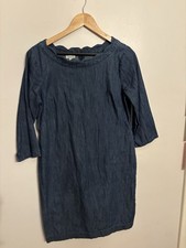 Talbots Women’s Blue Chambray 3/4 Sleeve Dress Scalloped Neckline Size 6