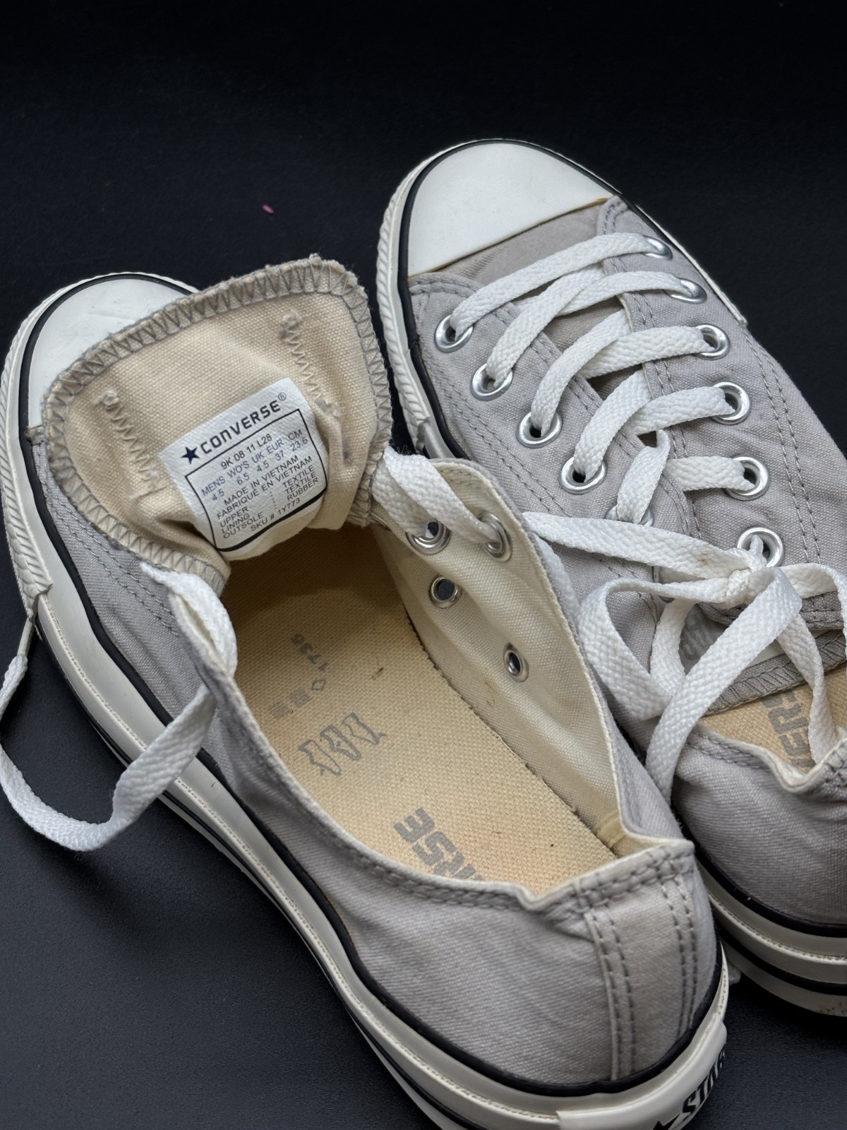 CONVERSE Shoes Men's UK 4.5 Sneakers Lace-Up Grey Unisex Casual thumbnail 6