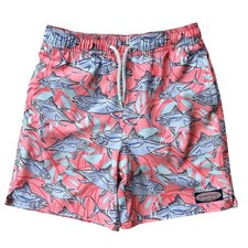 Vineyard Vines Pink  Blue Fish Swim Trunks Beach Shorts Boy's M 12-14