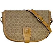 CELINE Shoulder Bag Crossbody Leather Beige Macadam Vintage Authentic Women