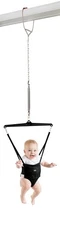 Jolly Jumper Iconic Doorway Baby Jumper Adjustable Height Saddle Seat Black