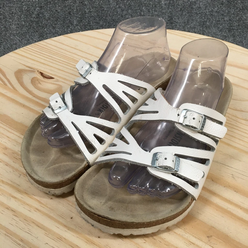 Sandalias Birkenstock Para Hombre 7 Mujer 9 Granada Informales Sin Cordones Hebilla Deslizable Blancas Foto 3 de 4