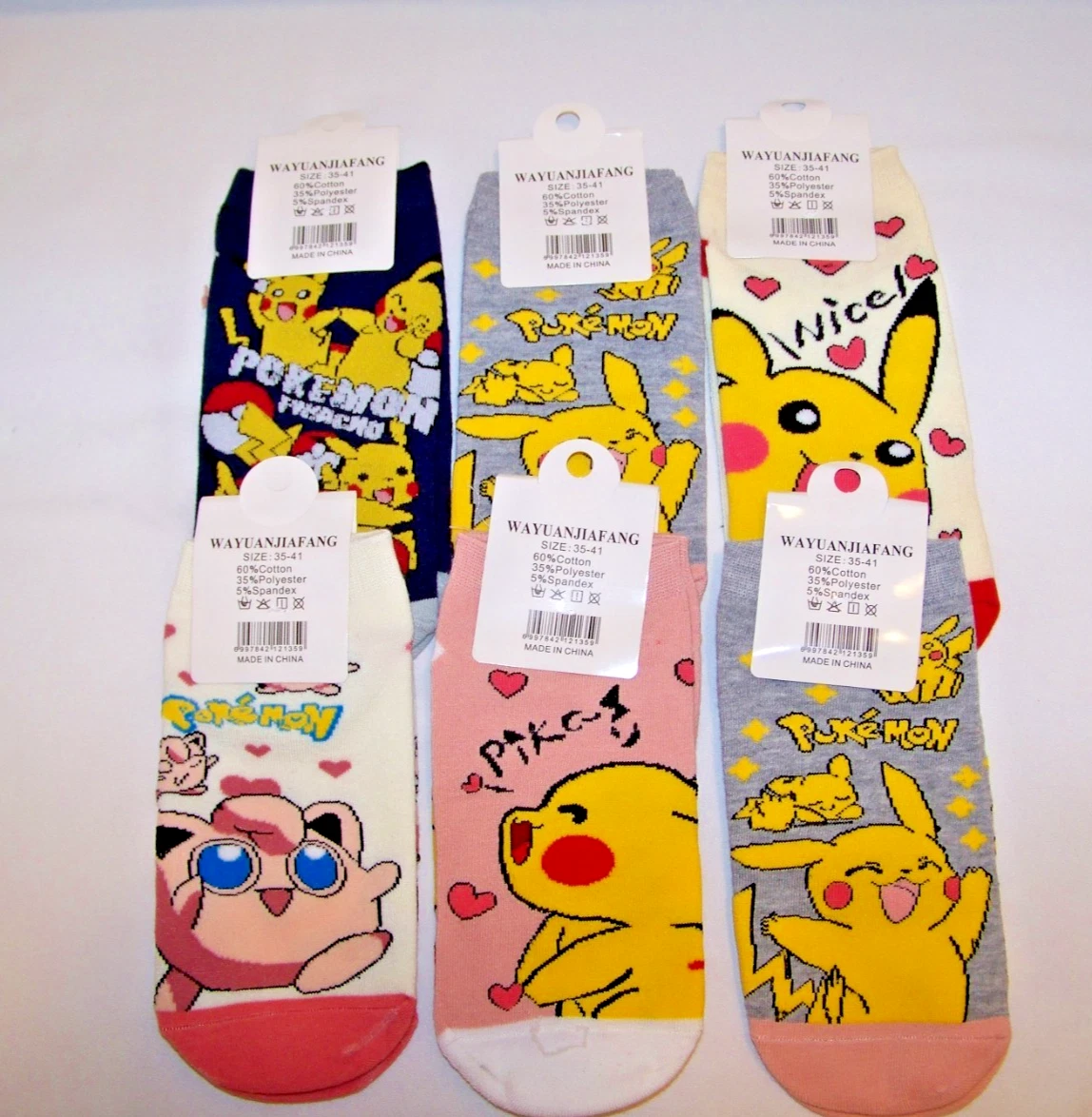 POKEMON SICKI WAYUANJIAFANG SET OF 12 ANKLE SOCKS SIZE 35 - 41