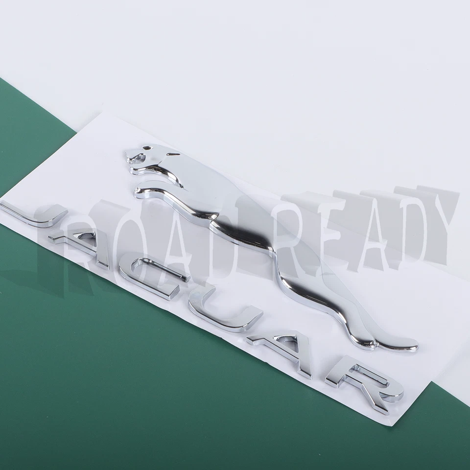 2PCChrome For Jaguar Emblem Rear Badge Decal XF XJ XK XJR XJS E X S TYPE Sticker Foto 2 de 4
