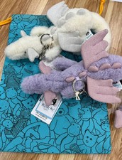 Jellycat Style Dragon Plush Keychains 2 Pack Purple White Bag Charms NWT Gift