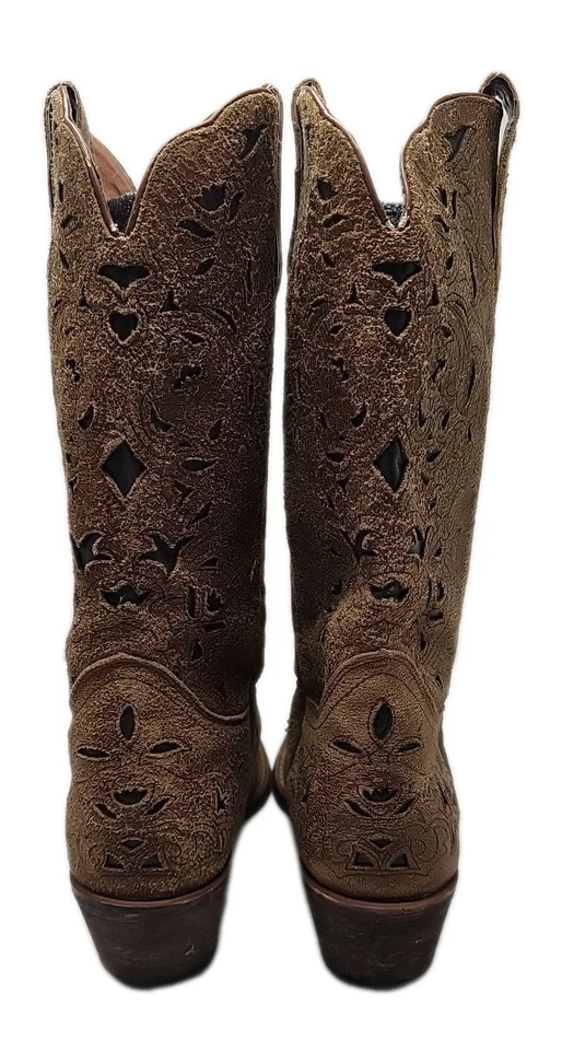 Женские замшевые ковбойские сапоги Laredo 9 М инкрустация Miranda желтовато-коричневые коричневые - Изображение 3 из 4