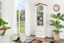 	 Landhaus Vitrine Schrank Vitrinenschrank, weiss, Pinie Massivholz, Shabby Chic