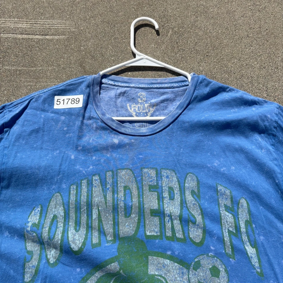 Camiseta Seattle Sounders FC Para Hombres L Grande Azul Lavado Ácido Hecha en EE. UU. Camiseta Fútbol Foto 2 de 4