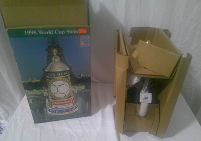1998 Budweiser FIFA World Cup France Beer Stein CS351 Pewter Lid Original Box