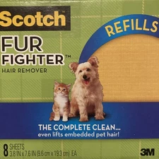 Scotch Fur Fighter Hair Remover Refill Sheets  8 CT 3M The Complete Clean