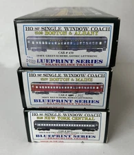 (3) Branchline HO, 80' Single Window Coach kits, B & M, NYC, Boston & Albany