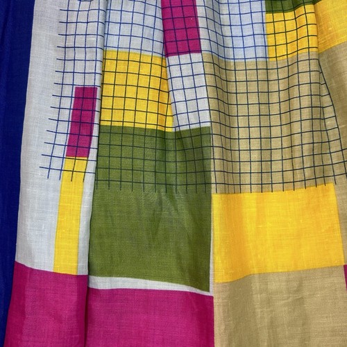 Colorblock Leinen A Linie Rock Taschen Plissee Sommer Festival schön klein Vintage - Bild 9 von 11