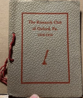 1915/16 Oxford Pa Women’s Research Club Program Members Officers Chester Ctn