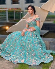 Designer Flower Work  Embroidery Sequins Work Lehenga Party Wear Lehenga Choli