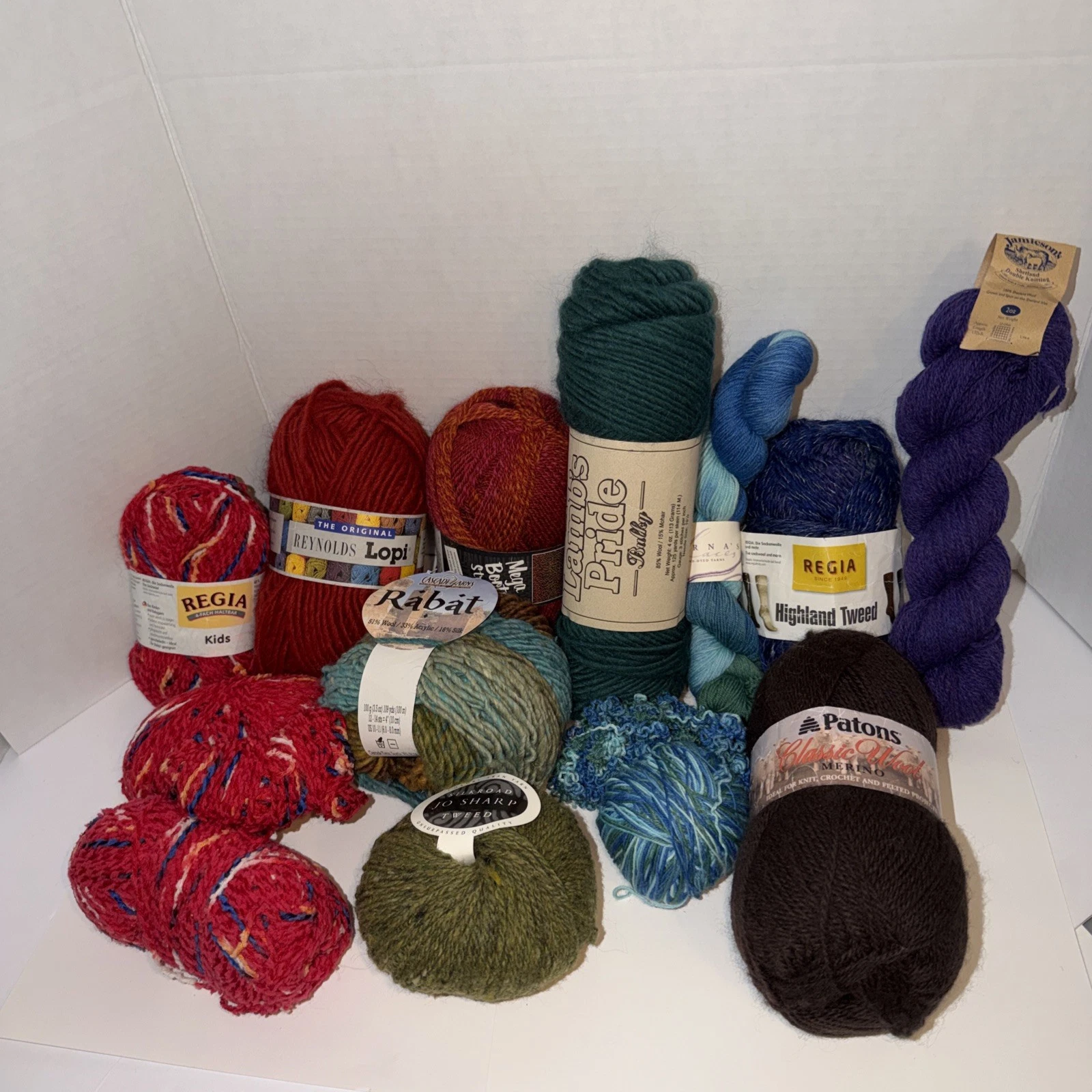Large Mixed Wool Yarn Lot Mixed W/ 100% Wool - 75% - 50% Colorful Over 2 Pounds image 1