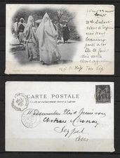 Old postcard Algeria woman from Tlemcen August 1900